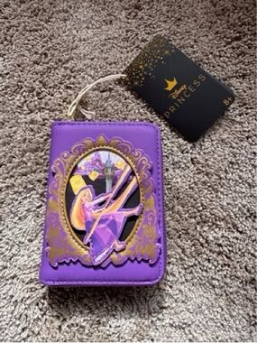 Loungefly Purple Rapunzel Zip Card Holder Wallet with Gold Accents